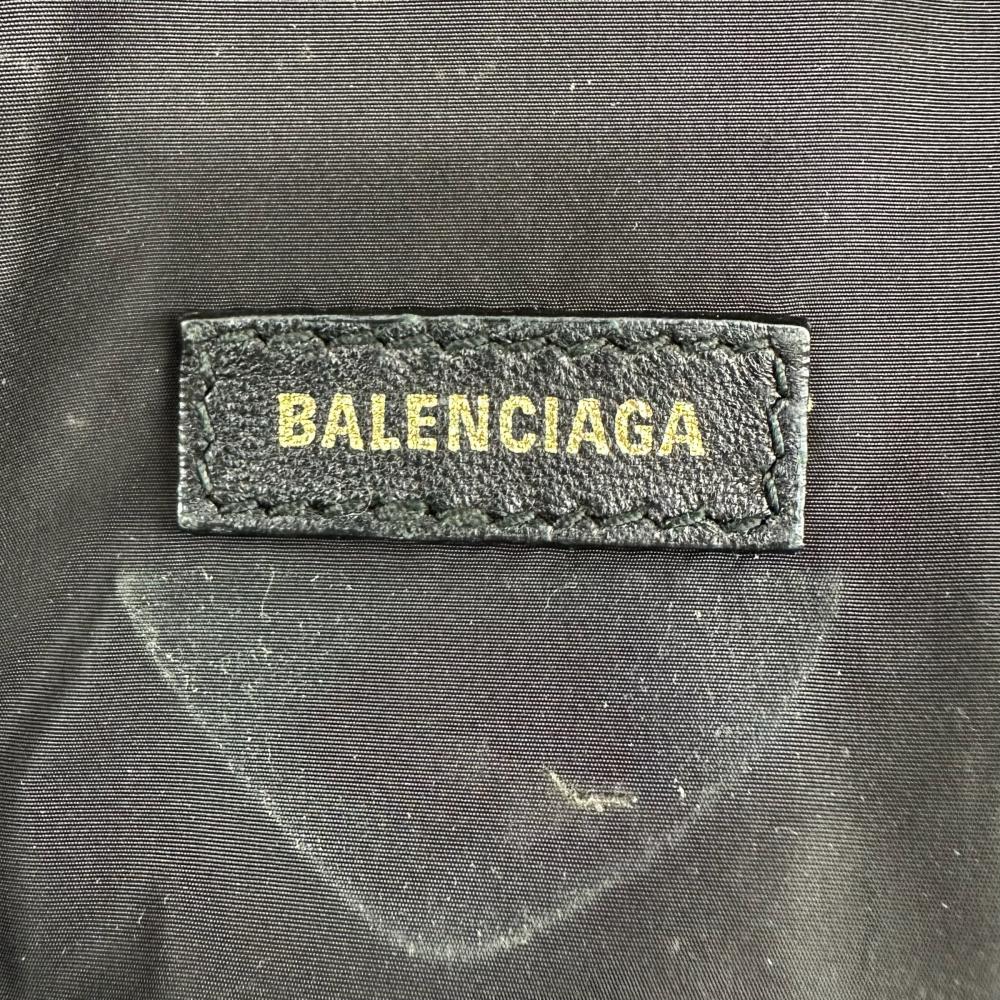 BALENCIAGA バレンシアガ ボディバッグ ウィールベルトバッグ 533009 ナイロン ブラック 黒 ダークブルー シルバー金具 メンズ【中古品】