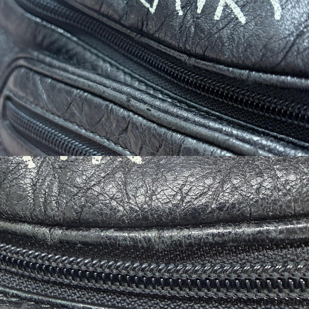BALENCIAGA バレンシアガ ウエストバッグ エクスプローラー グラフィティ 529550 カーフ ブラック 黒 マルチカラー シルバー金具 メンズ【中古品】