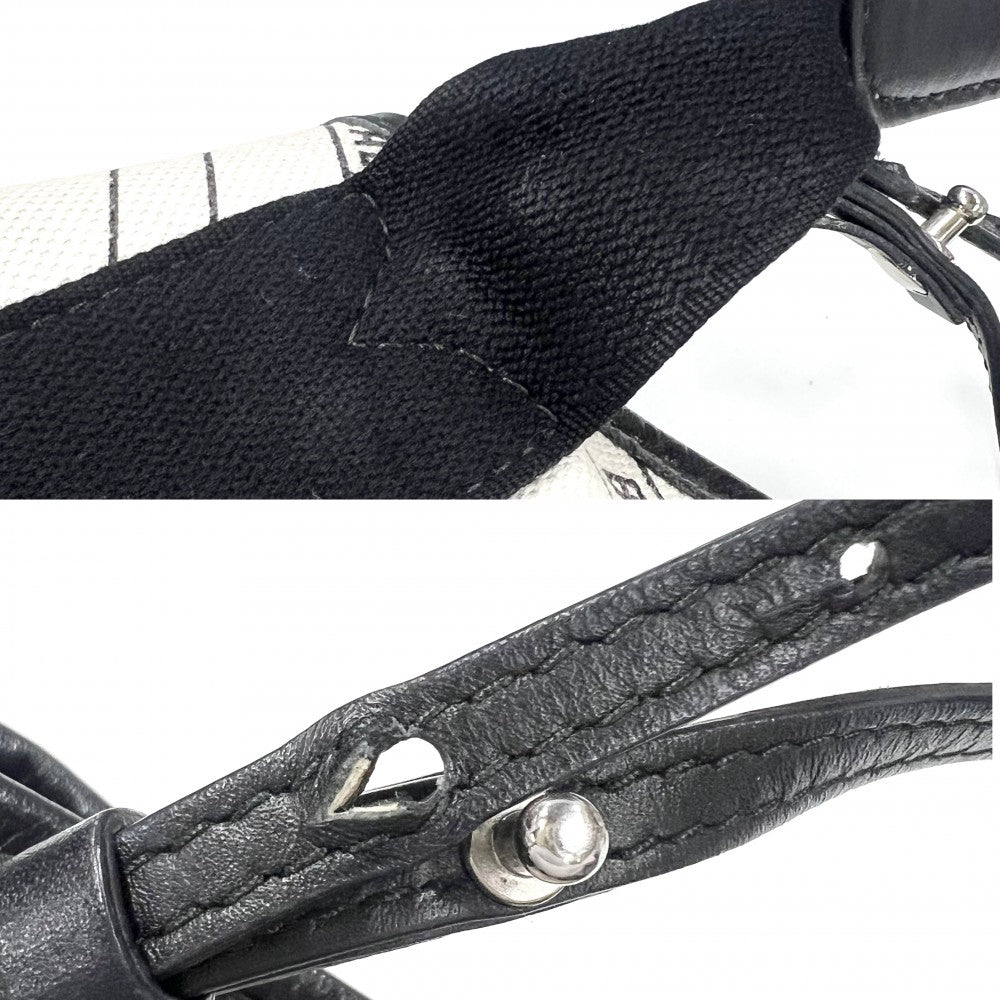 BALENCIAGA バレンシアガ 2WAY ネイビーカバス ハンドバッグ ショルダーバッグ XS 総柄 レザー ホワイト 白 ブラック 黒 シルバー金具 レディース【中古品】