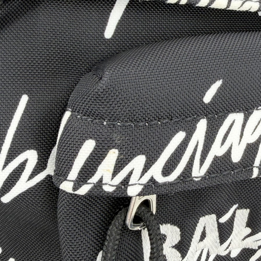 BALENCIAGA バレンシアガ ボディバッグ ウィール ベルトバッグ ウエストポーチ 総柄 533009 ナイロン ブラック 黒 ホワイト 白 シルバー金具 メンズ【中古品】