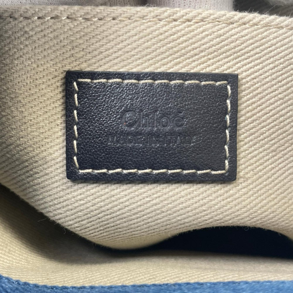 Chloe クロエ ショルダーバッグ ウッディ コットンデニム ブルー 青 シルバー金具 レディース【中古品】
