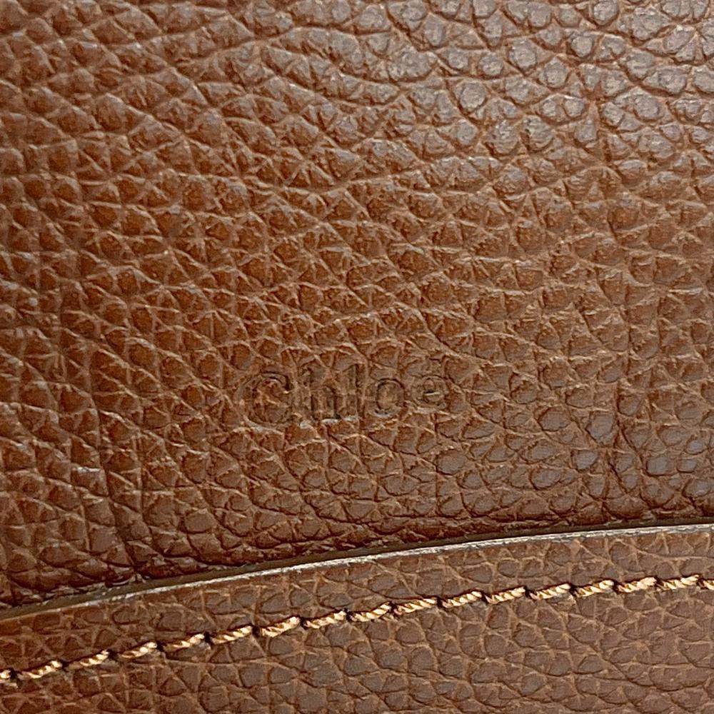 Chloe クロエ ショルダーバッグ パラティ ロゴ刻印 8HS891 グレインカーフレザー ブラウン 茶 ゴールド金具 レディース【中古品】