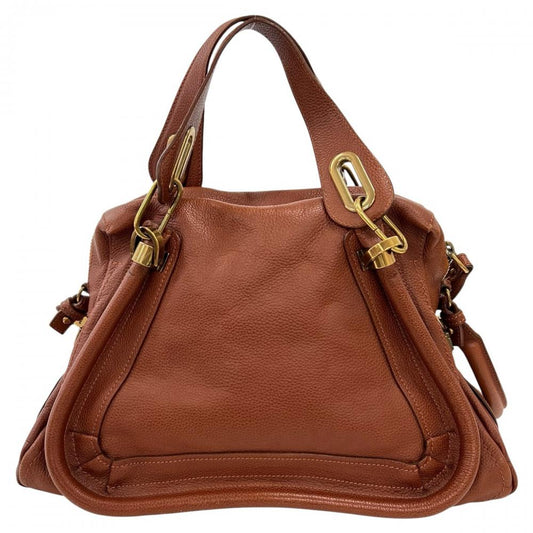 Chloe クロエ ショルダーバッグ パラティ ロゴ刻印 8HS891 グレインカーフレザー ブラウン 茶 ゴールド金具 レディース【中古品】