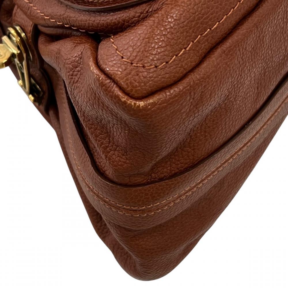 Chloe クロエ ショルダーバッグ パラティ ロゴ刻印 8HS891 グレインカーフレザー ブラウン 茶 ゴールド金具 レディース【中古品】