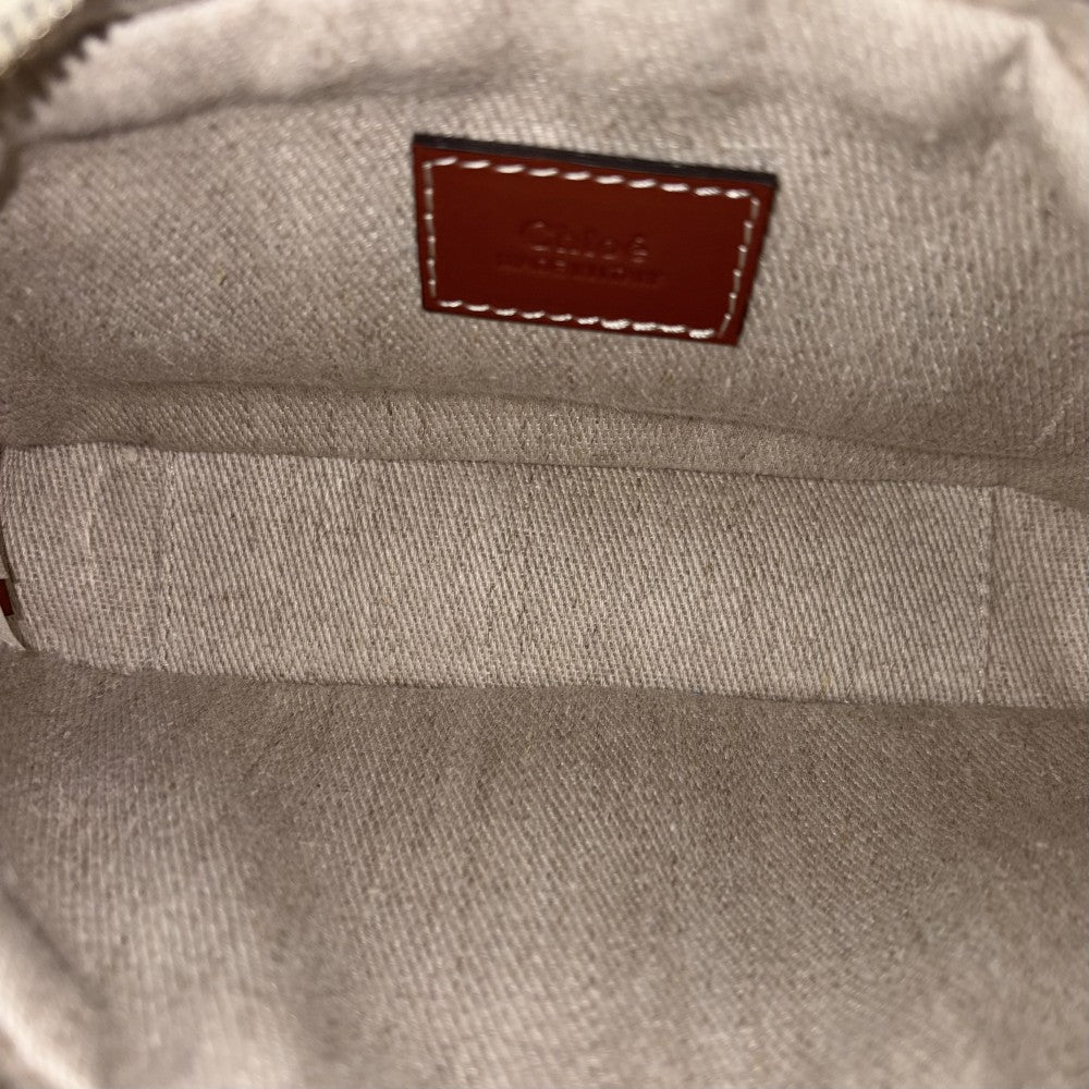 Chloe クロエ 2WAY ウッディ ウエストバッグ ハンドバッグ レザー キャンバス ベージュ ブラウン 茶 ゴールド金具 レディース【中古品】