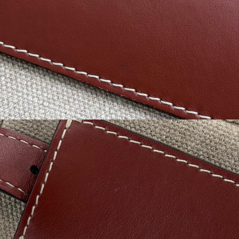 Chloe クロエ 2WAY ウッディ ウエストバッグ ハンドバッグ レザー キャンバス ベージュ ブラウン 茶 ゴールド金具 レディース【中古品】
