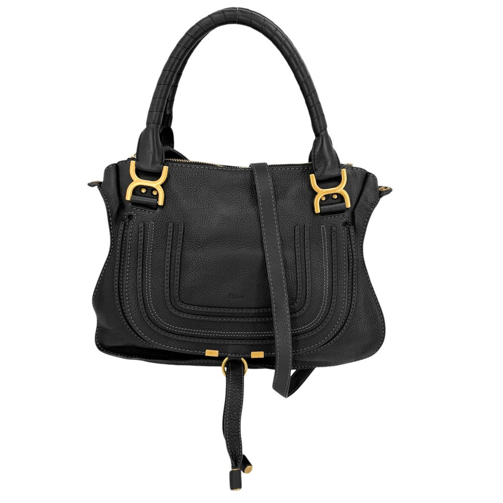 Chloe クロエ 2WAY マーシー ハンドバッグ ショルダーバッグ レザー ブラック 黒 ゴールド金具 レディース【中古品】