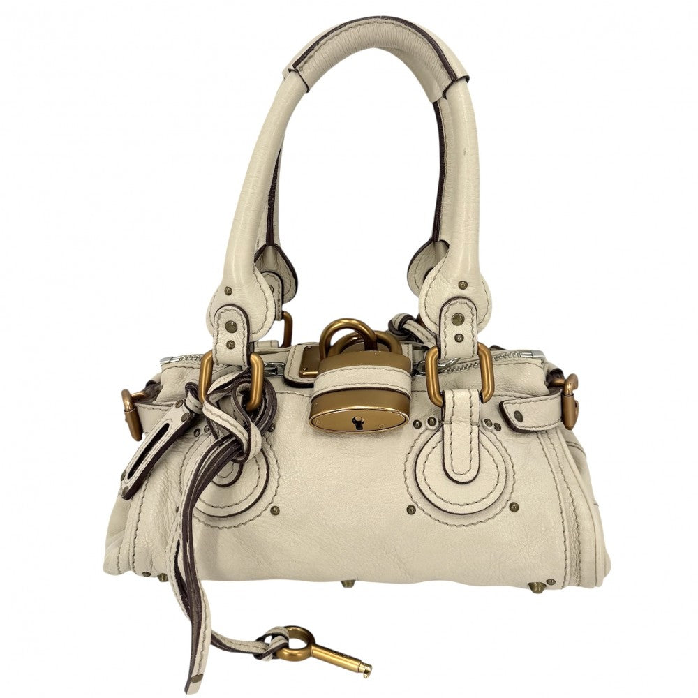 【開店SALE】 Chloe クロエ ハンドバッグ パディントン ミニ ベージュ レザー アイボリー ゴールド×シルバー金具 レディース【中古品】