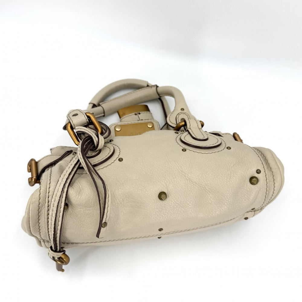 【開店SALE】 Chloe クロエ ハンドバッグ パディントン ミニ ベージュ レザー アイボリー ゴールド×シルバー金具 レディース【中古品】