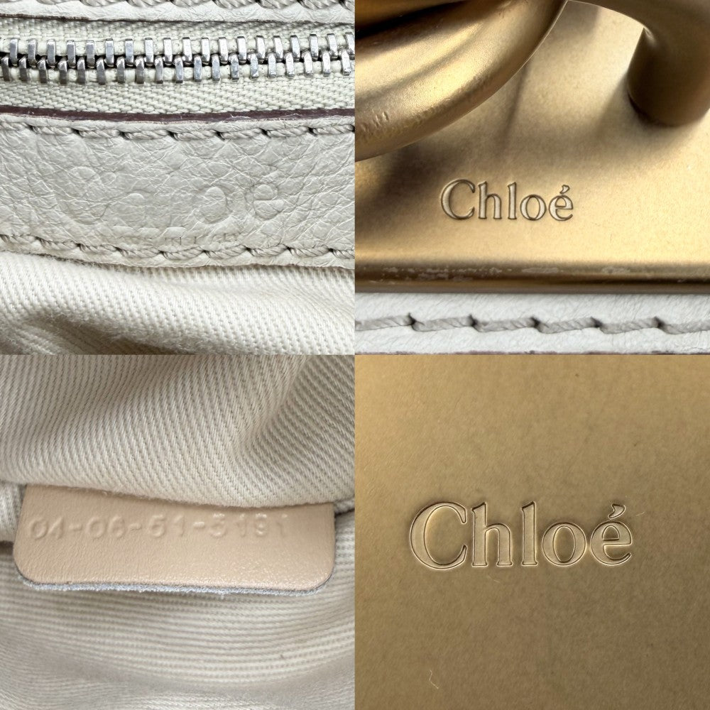 【開店SALE】 Chloe クロエ ハンドバッグ パディントン ミニ ベージュ レザー アイボリー ゴールド×シルバー金具 レディース【中古品】