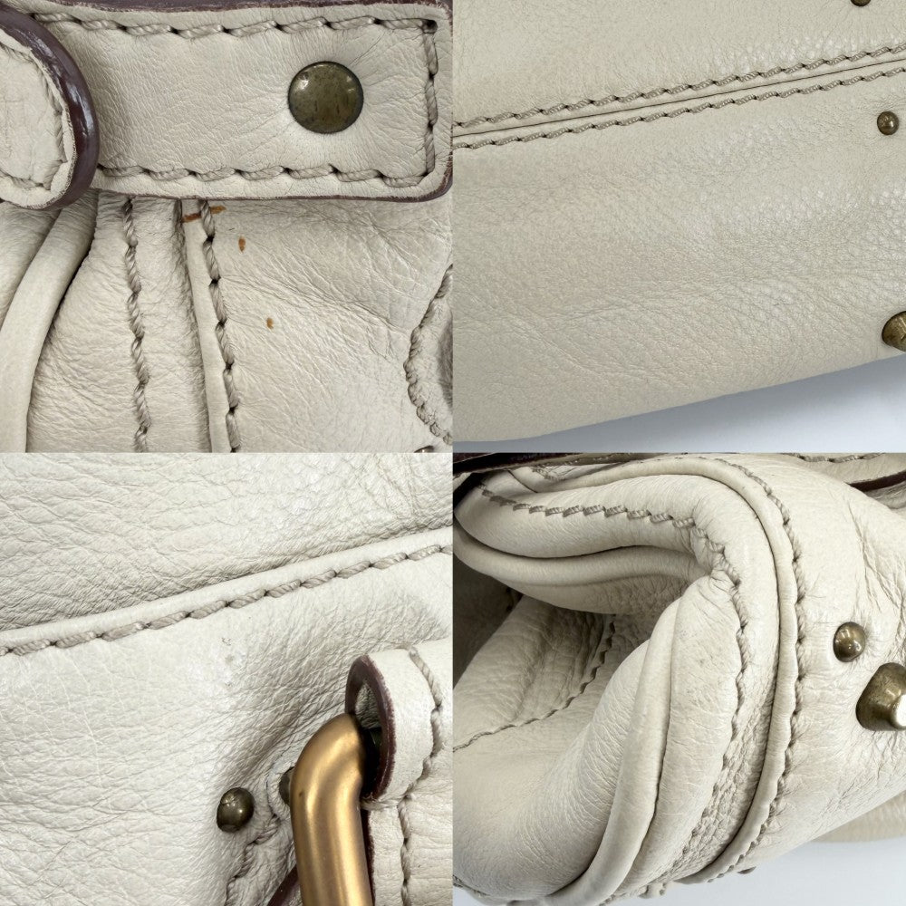 【開店SALE】 Chloe クロエ ハンドバッグ パディントン ミニ ベージュ レザー アイボリー ゴールド×シルバー金具 レディース【中古品】