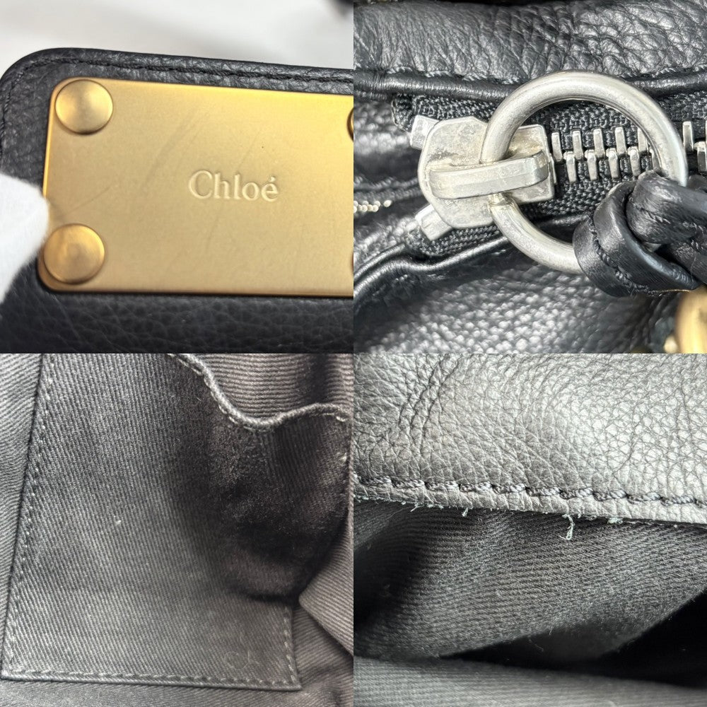 Chloe クロエ ハンドバッグ パディントン レザー ブラック 黒 ゴールド×シルバー金具 レディース【中古品】