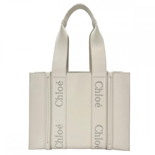Chloe クロエ トートバッグ ハンドバッグ ウッディ ホワイト 白 レディース【中古品】
