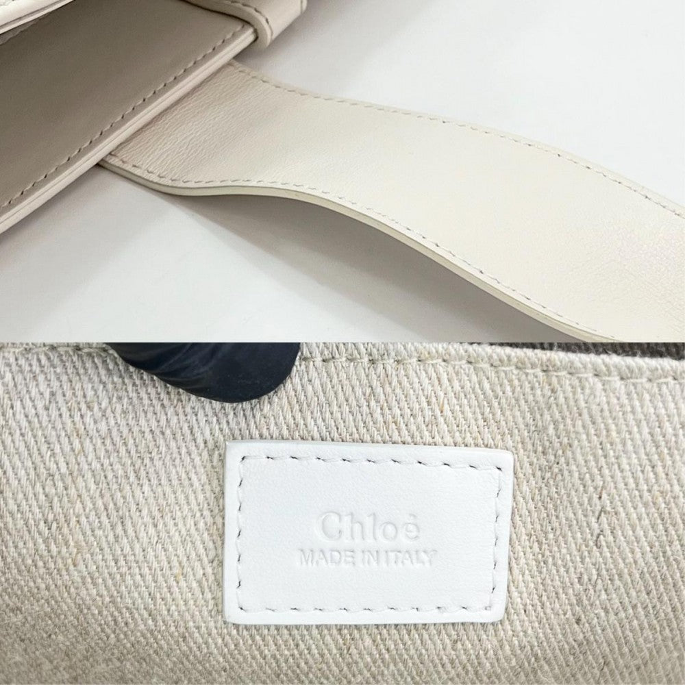 Chloe クロエ トートバッグ ハンドバッグ ウッディ ホワイト 白 レディース【中古品】