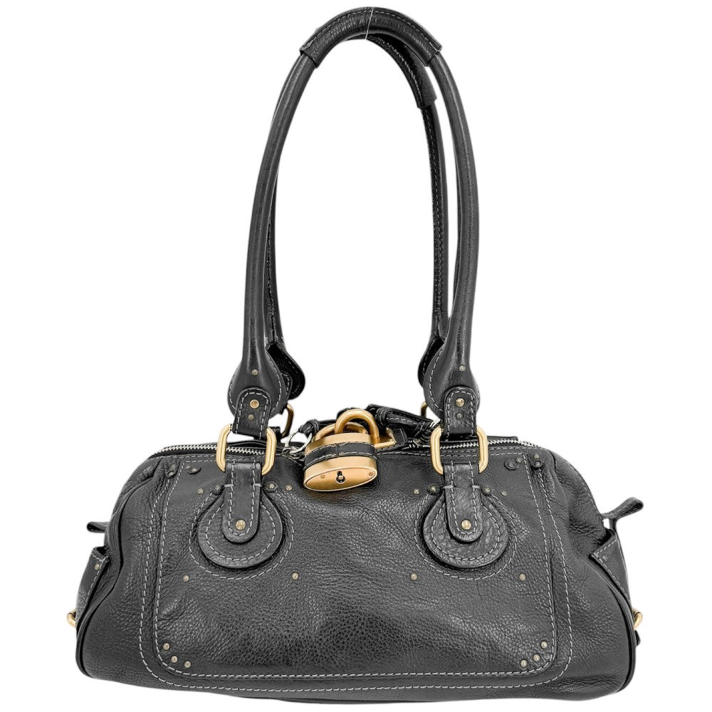 【開店SALE】 Chloe クロエ ハンドバッグ パディントン レザー ブラック 黒 ゴールド金具 レディース【中古品】