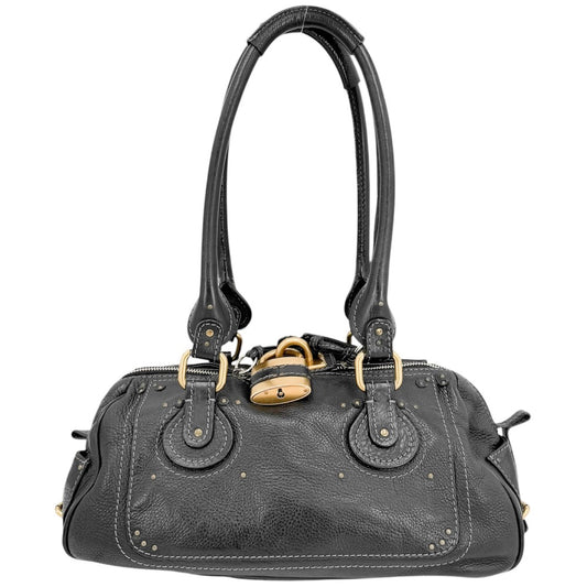 【開店SALE】 Chloe クロエ ハンドバッグ パディントン レザー ブラック 黒 ゴールド金具 レディース【中古品】