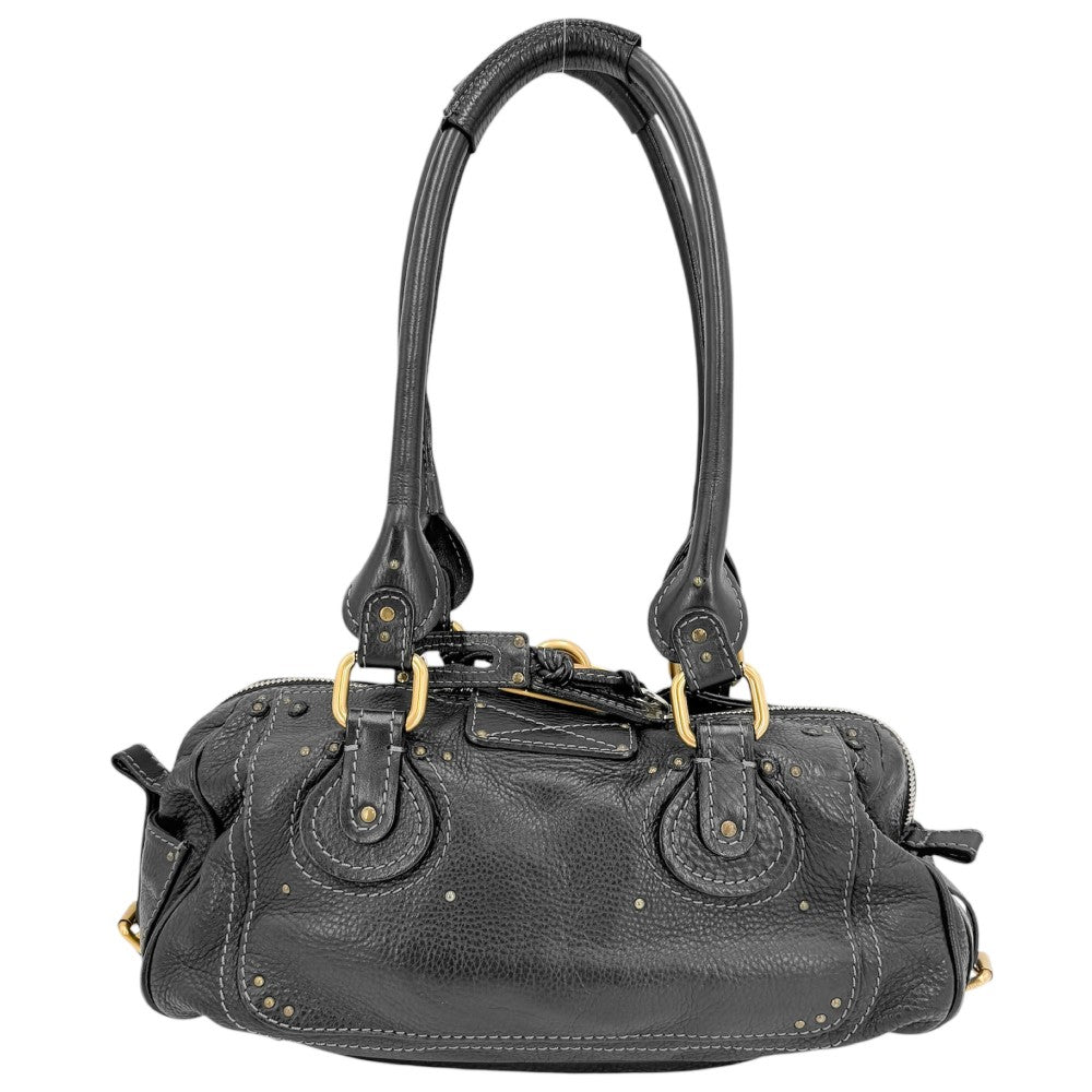 【開店SALE】 Chloe クロエ ハンドバッグ パディントン レザー ブラック 黒 ゴールド金具 レディース【中古品】