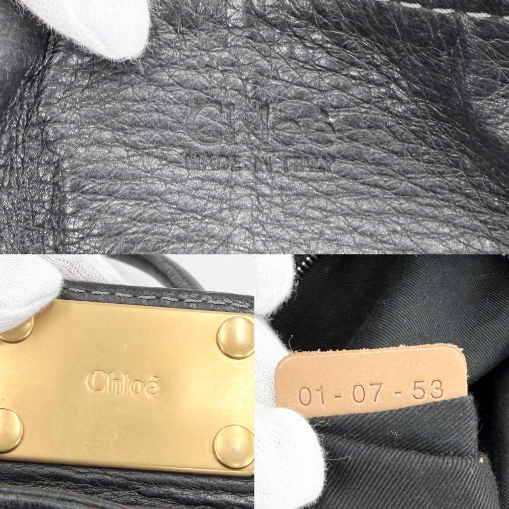 【開店SALE】 Chloe クロエ ハンドバッグ パディントン レザー ブラック 黒 ゴールド金具 レディース【中古品】
