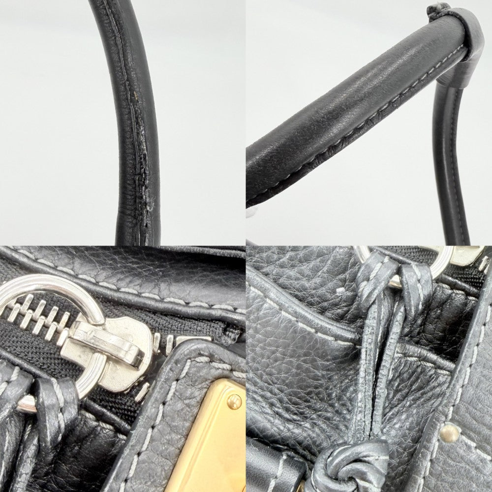 【開店SALE】 Chloe クロエ ハンドバッグ パディントン レザー ブラック 黒 ゴールド金具 レディース【中古品】