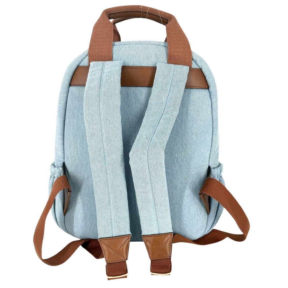 Chloe クロエ リュック デニム バックパック C20867 コットン レザー ブルー 青 ブラウン 茶 ゴールド金具 キッズ【中古品】