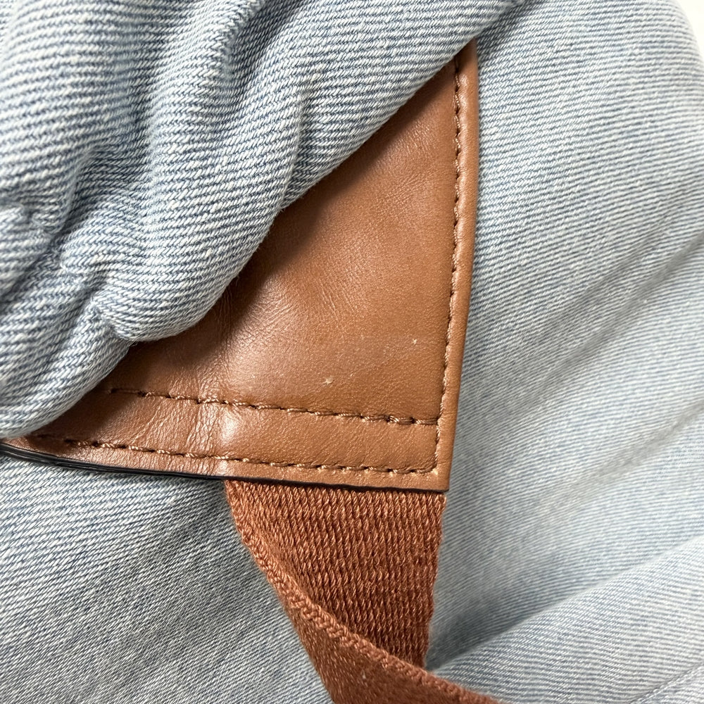 Chloe クロエ リュック デニム バックパック C20867 コットン レザー ブルー 青 ブラウン 茶 ゴールド金具 キッズ【中古品】