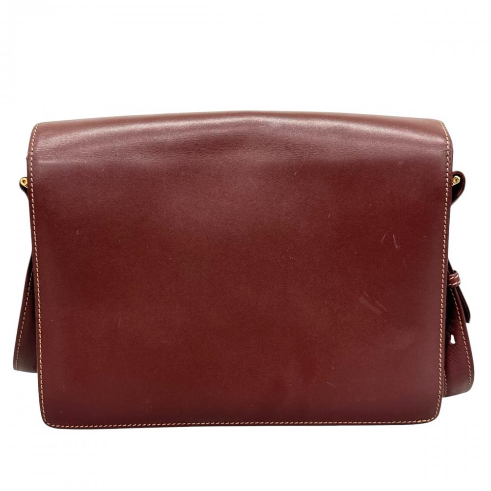 CARTIER カルティエ ショルダーバッグ マストドゥカルティエ Cロゴ レザー ボルドー ゴールド金具 レディース【中古品】