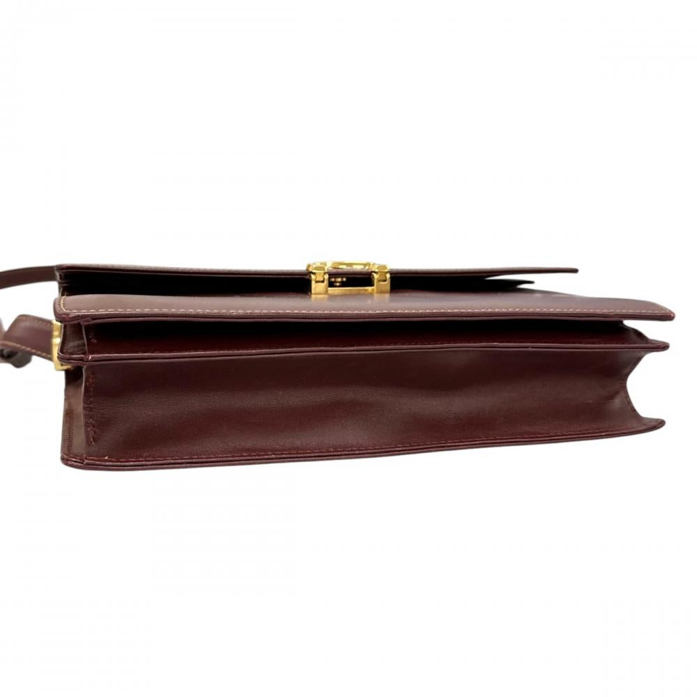 CARTIER カルティエ ショルダーバッグ マストドゥカルティエ Cロゴ レザー ボルドー ゴールド金具 レディース【中古品】