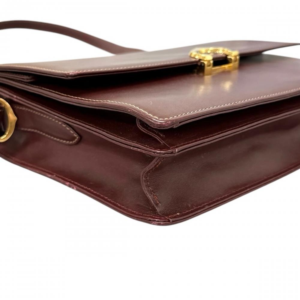 CARTIER カルティエ ショルダーバッグ マストドゥカルティエ Cロゴ レザー ボルドー ゴールド金具 レディース【中古品】