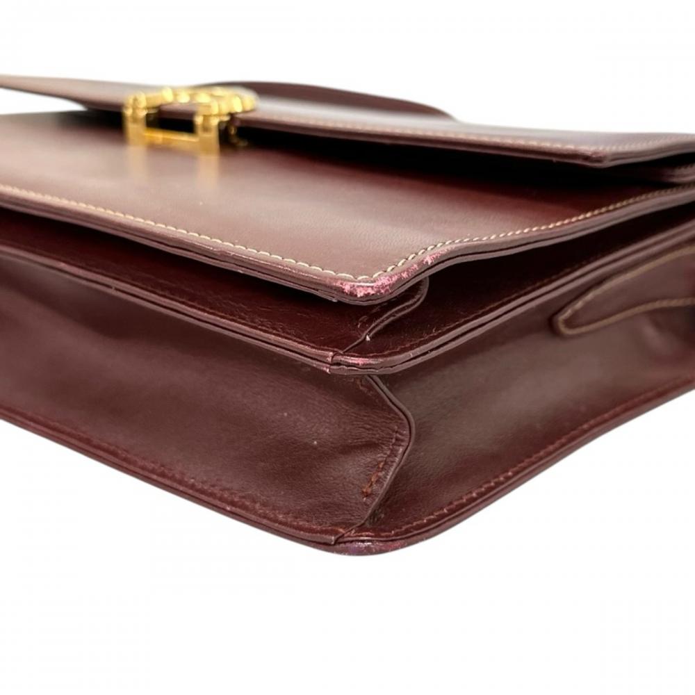 CARTIER カルティエ ショルダーバッグ マストドゥカルティエ Cロゴ レザー ボルドー ゴールド金具 レディース【中古品】