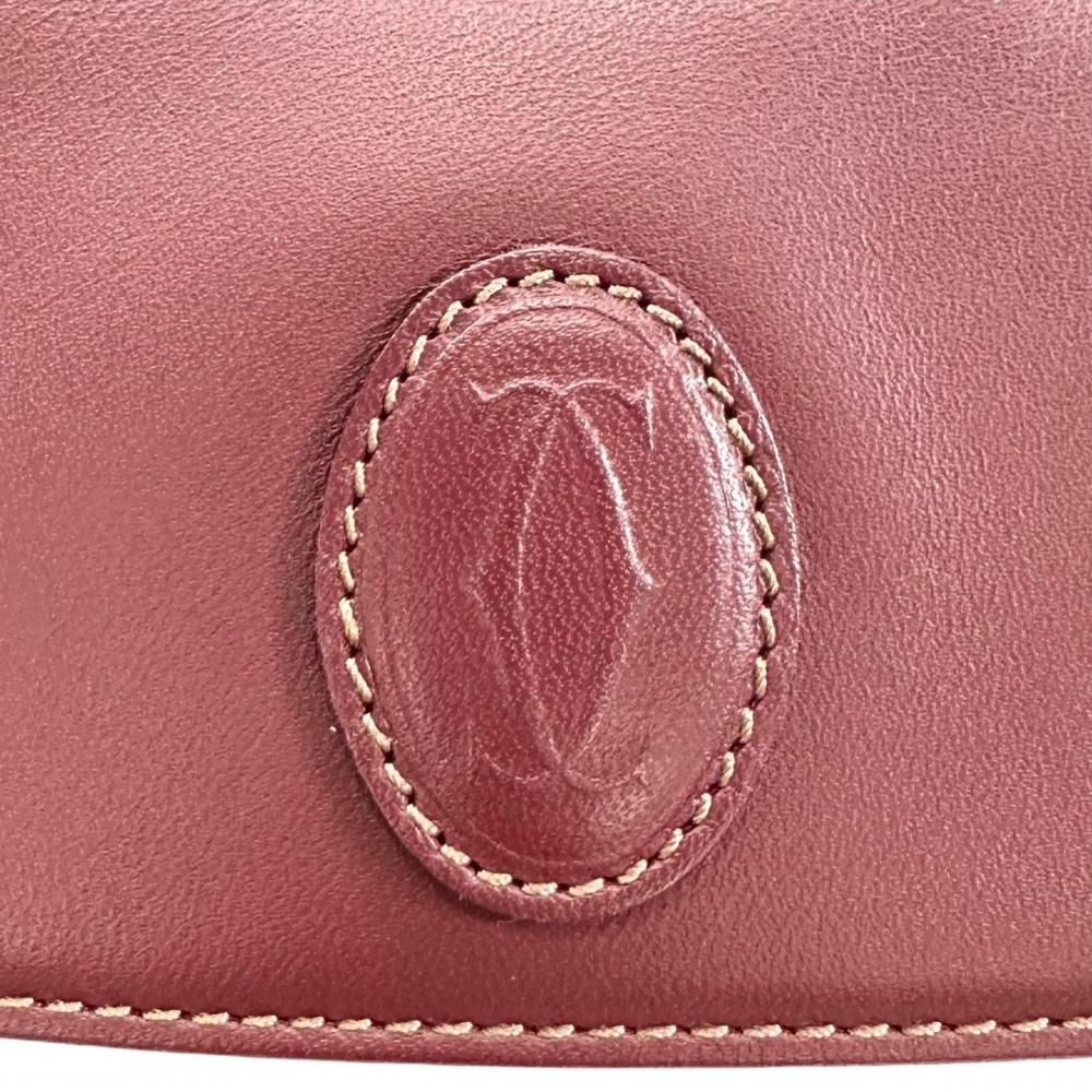 CARTIER カルティエ ショルダーバッグ マストライン ヴィンテージ 2Cロゴ レザー ボルドー レディース【中古品】