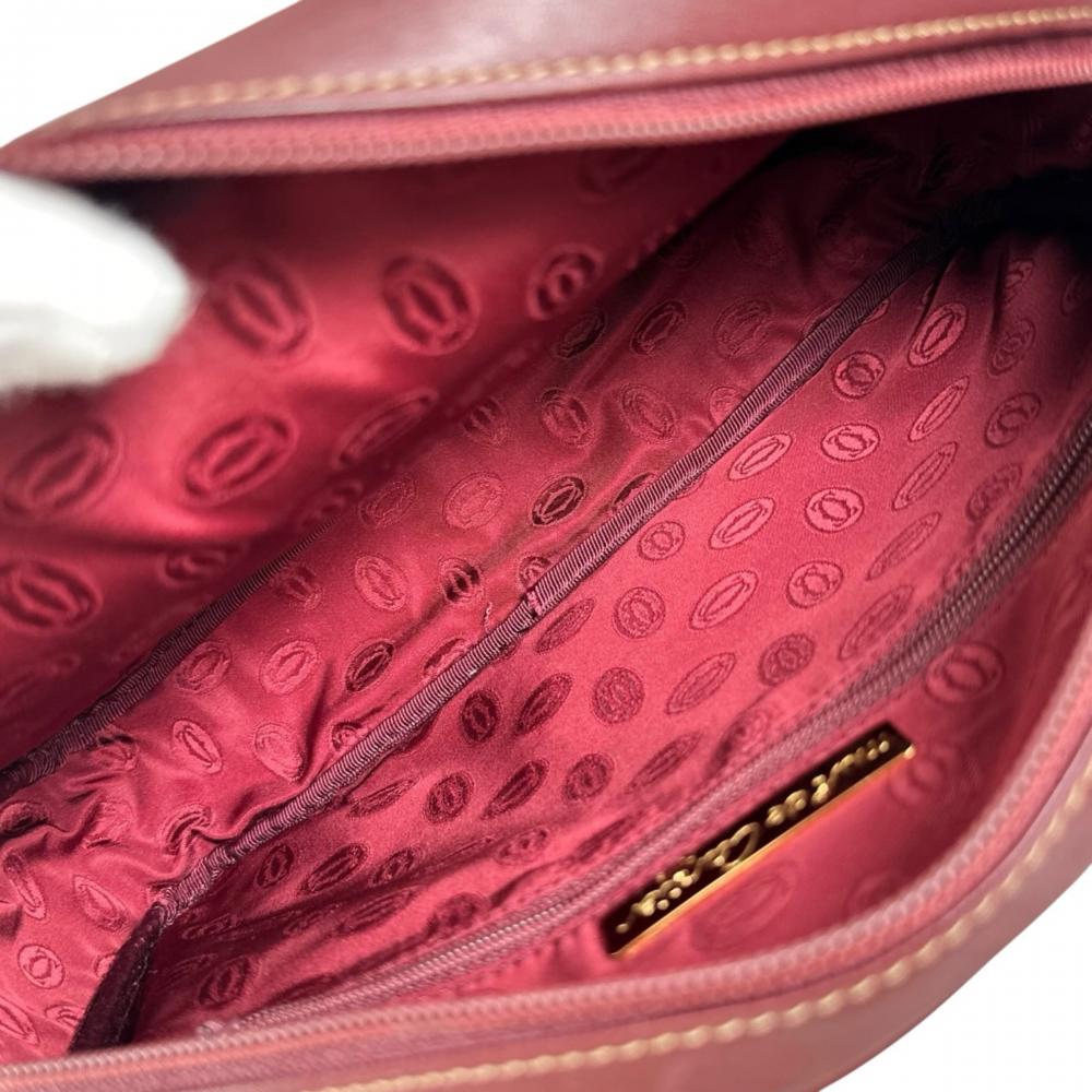 CARTIER カルティエ ショルダーバッグ マストライン ヴィンテージ 2Cロゴ レザー ボルドー レディース【中古品】