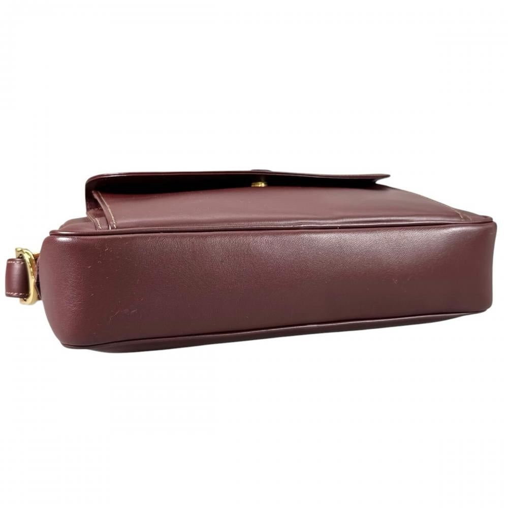 CARTIER カルティエ ショルダーバッグ マストライン ヴィンテージ 2Cロゴ レザー ボルドー レディース【中古品】