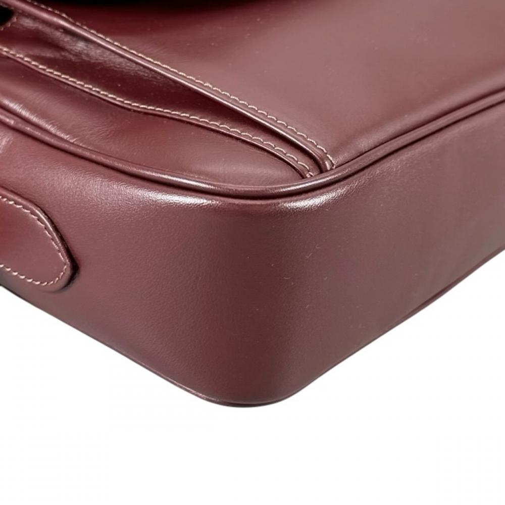 CARTIER カルティエ ショルダーバッグ マストライン ヴィンテージ 2Cロゴ レザー ボルドー レディース【中古品】