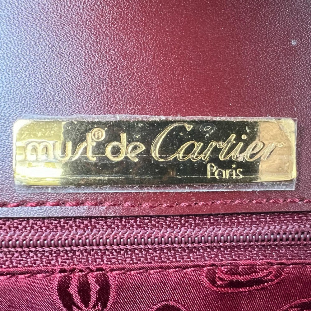 CARTIER カルティエ ハンドバッグ マスト　ドゥ　カルティエ レザー ボルドー その他金具 レディース【中古品】