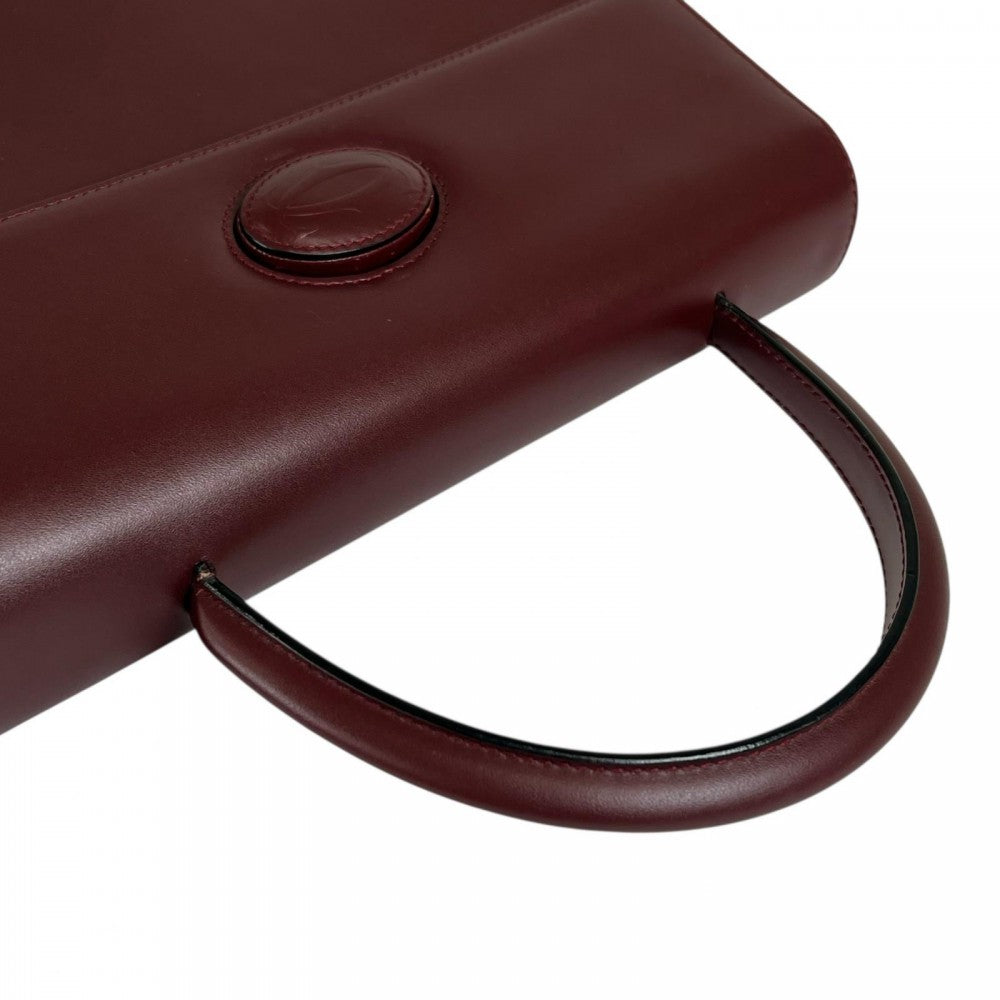 CARTIER カルティエ ハンドバッグ マスト　ドゥ　カルティエ レザー ボルドー その他金具 レディース【中古品】