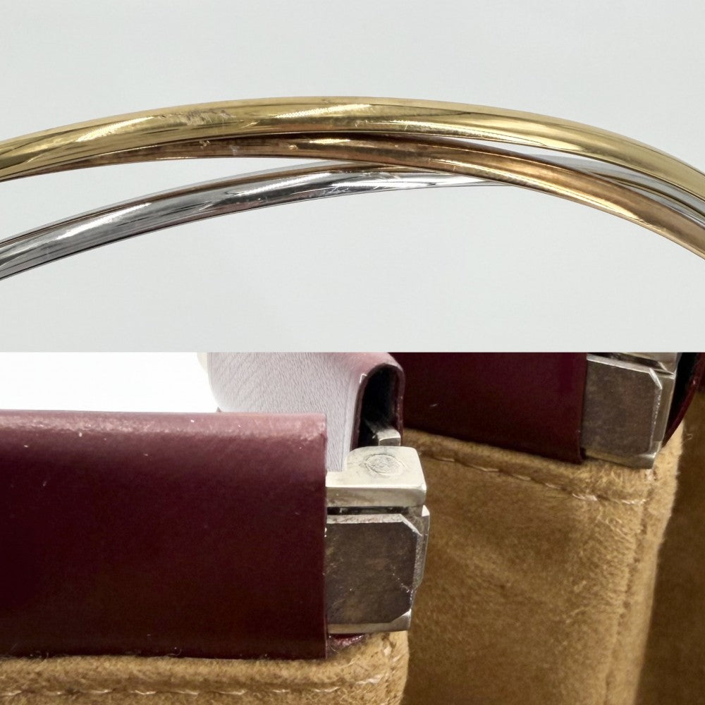 CARTIER カルティエ ハンドバッグ スリーカラー トリニティ レザー ワインレッド ゴールド×シルバー金具 レディース【中古品】