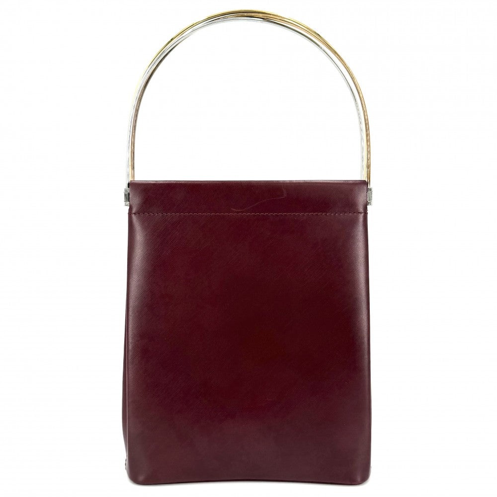 CARTIER カルティエ ハンドバッグ スリーカラー トリニティ レザー ワインレッド ゴールド×シルバー金具 レディース【中古品】