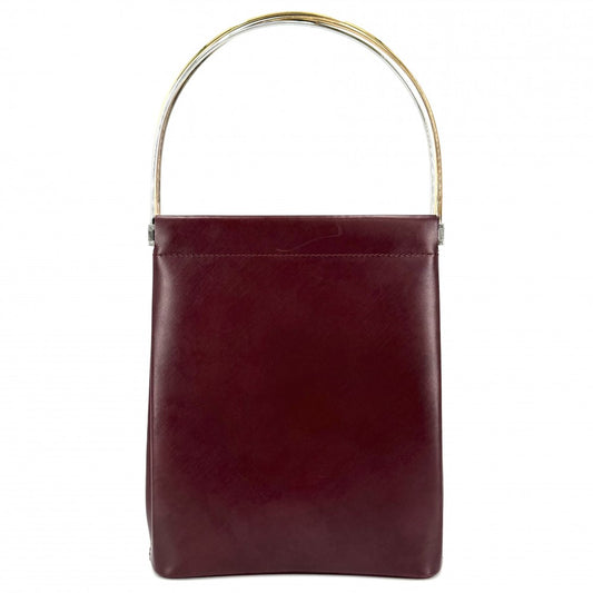 CARTIER カルティエ ハンドバッグ スリーカラー トリニティ レザー ワインレッド ゴールド×シルバー金具 レディース【中古品】