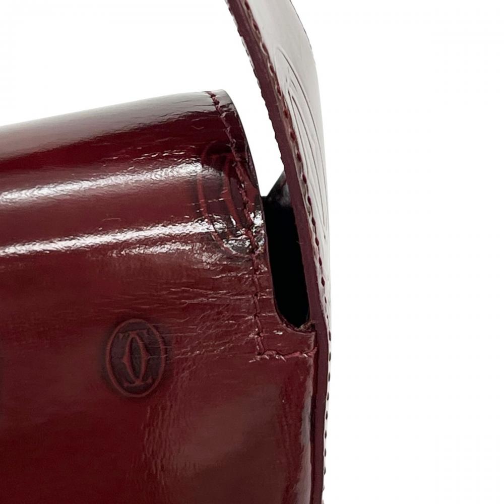 CARTIER カルティエ ハンドバッグ ハッピーバースデー ロゴ生地 パテントレザー レッド 赤 シルバー金具 レディース【中古品】