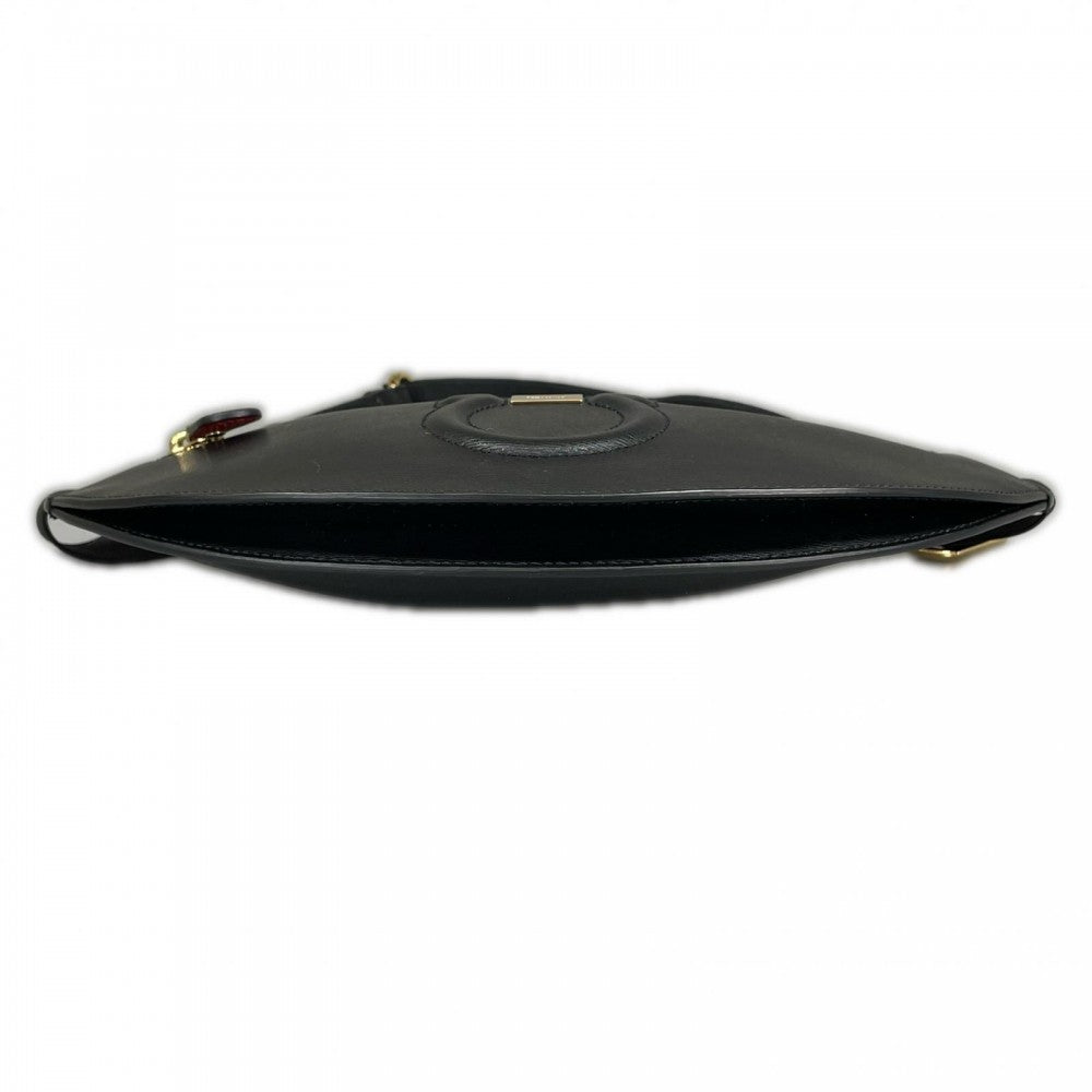 Salvatore Ferragamo サルヴァトーレフェラガモ ボディバッグ ガンチーニ AU-22 レザー ブラック 黒 ゴールド金具 メンズ【中古品】