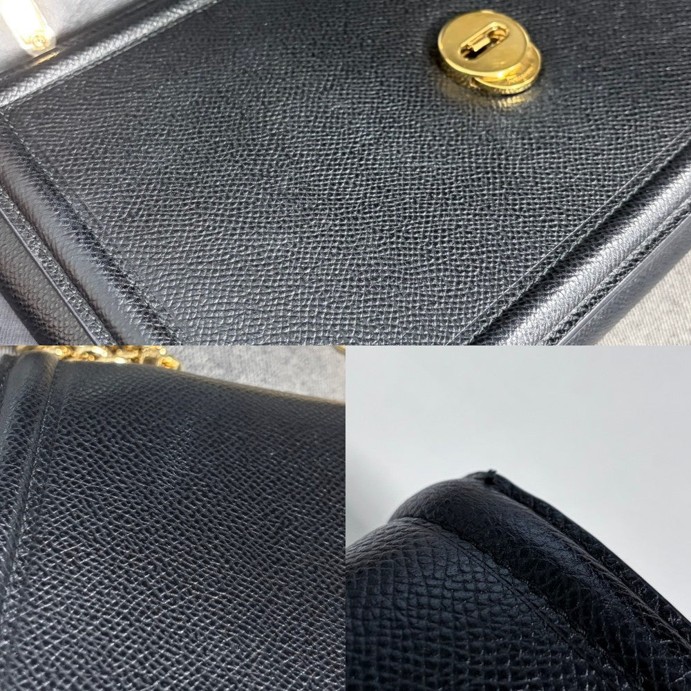 Salvatore Ferragamo サルヴァトーレフェラガモ ショルダーバッグ ヴァラリボン チェーンショルダー 21-G462 レザー ブラック 黒 ゴールド金具 レディース【中古品】