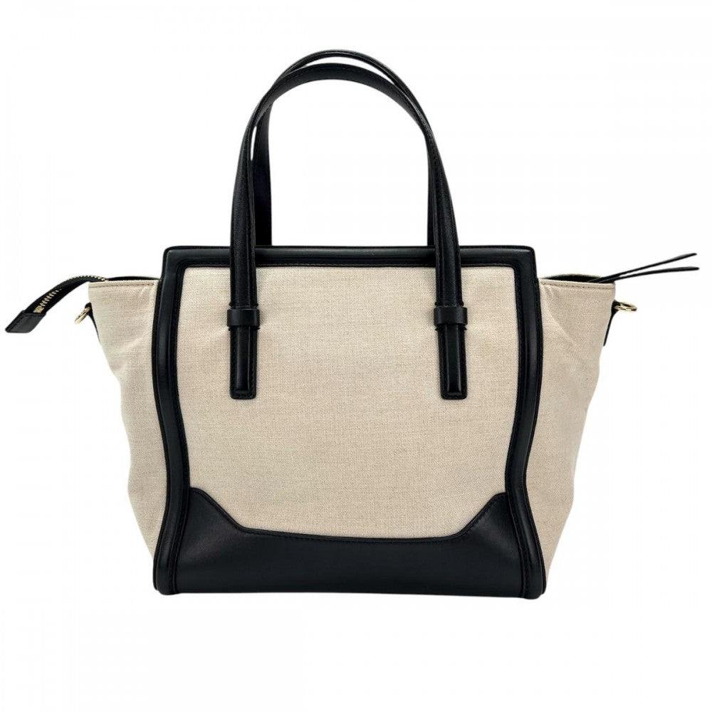 【開店SALE】 Salvatore Ferragamo サルヴァトーレフェラガモ 2WAY トートバッグ ショルダーバック ハンドバッグ アイボリー ブラック 黒 ゴールド金具 レディース【中古品】