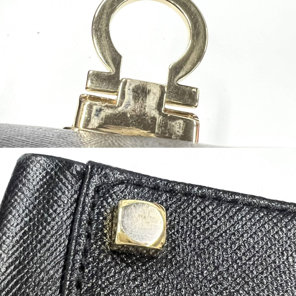 Salvatore Ferragamo サルヴァトーレフェラガモ 2WAY ガンチーニ 2WAYバッグ ハンドバッグ ショルダーバッグ ブラック 黒 ゴールド金具 レディース【中古品】