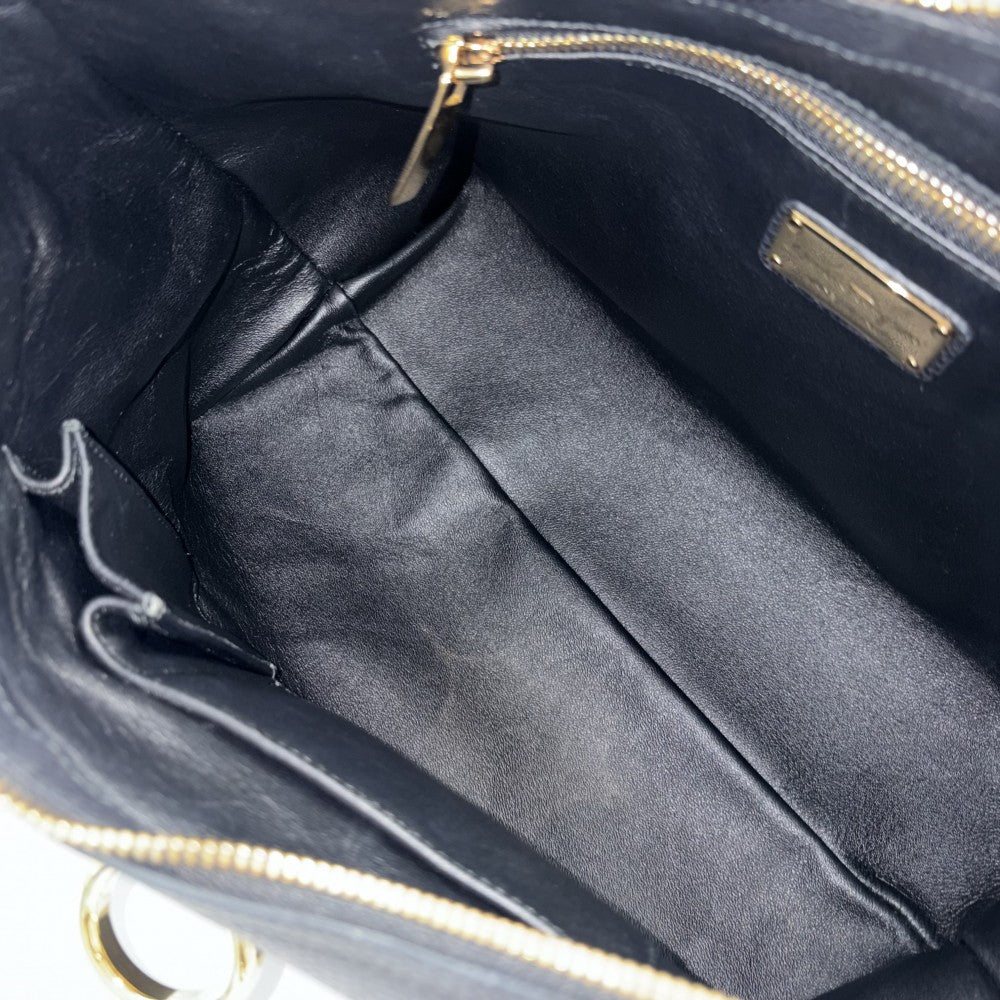 【開店SALE】 Salvatore Ferragamo サルヴァトーレフェラガモ ハンドバッグ ガンチーニ ワンハンドバッグ レザー ブラック 黒 ゴールド金具 レディース【中古品】