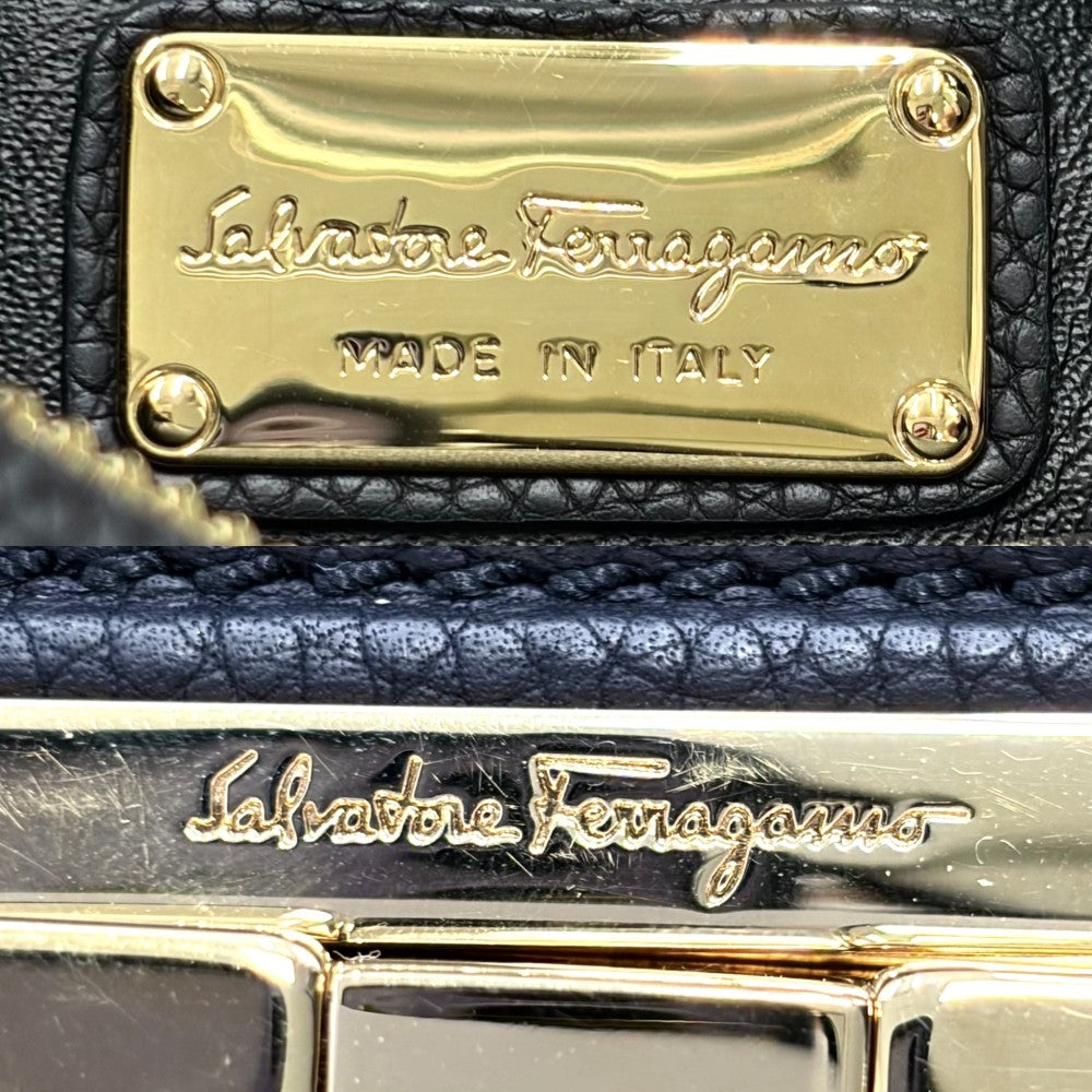 【開店SALE】 Salvatore Ferragamo サルヴァトーレフェラガモ ハンドバッグ ガンチーニ ワンハンドバッグ レザー ブラック 黒 ゴールド金具 レディース【中古品】
