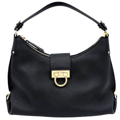 【開店SALE】 Salvatore Ferragamo サルヴァトーレフェラガモ ハンドバッグ ガンチーニ ワンハンドバッグ レザー ブラック 黒 ゴールド金具 レディース【中古品】