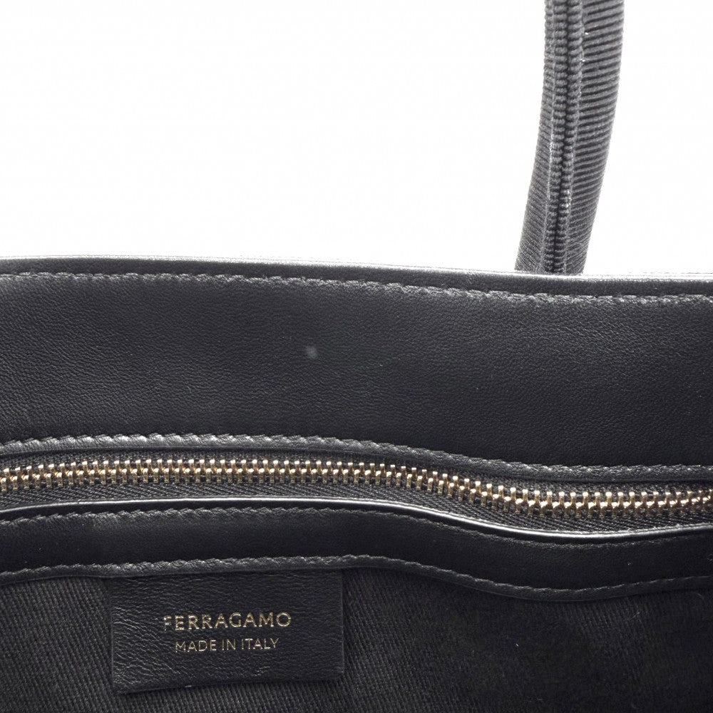 Salvatore Ferragamo サルヴァトーレフェラガモ ハンドバッグ ロゴ ミニトートバッグ キャンバス ブラック 黒 ゴールド金具 レディース【中古品】