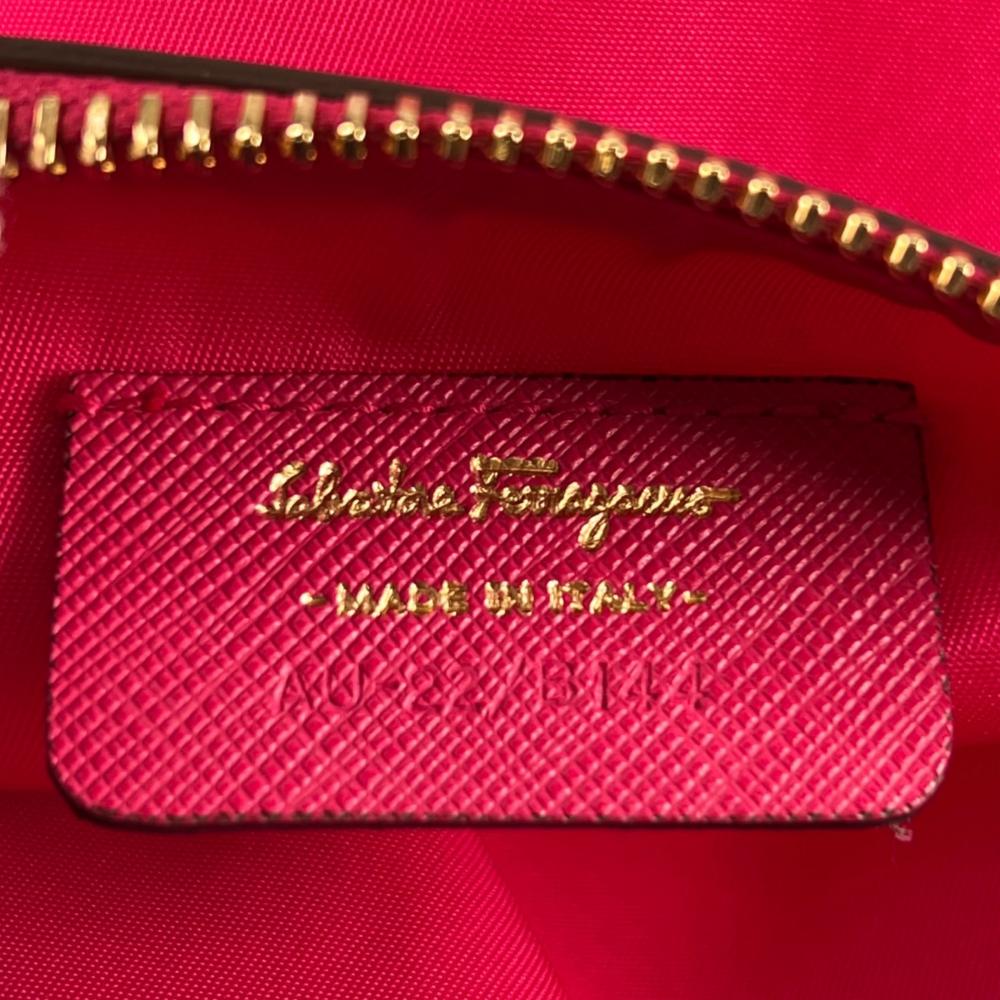Salvatore Ferragamo サルヴァトーレフェラガモ ハンドバッグ ヴァラ リボン AU-21 B144 ナイロン レザー ピンク ゴールド金具 レディース【中古品】