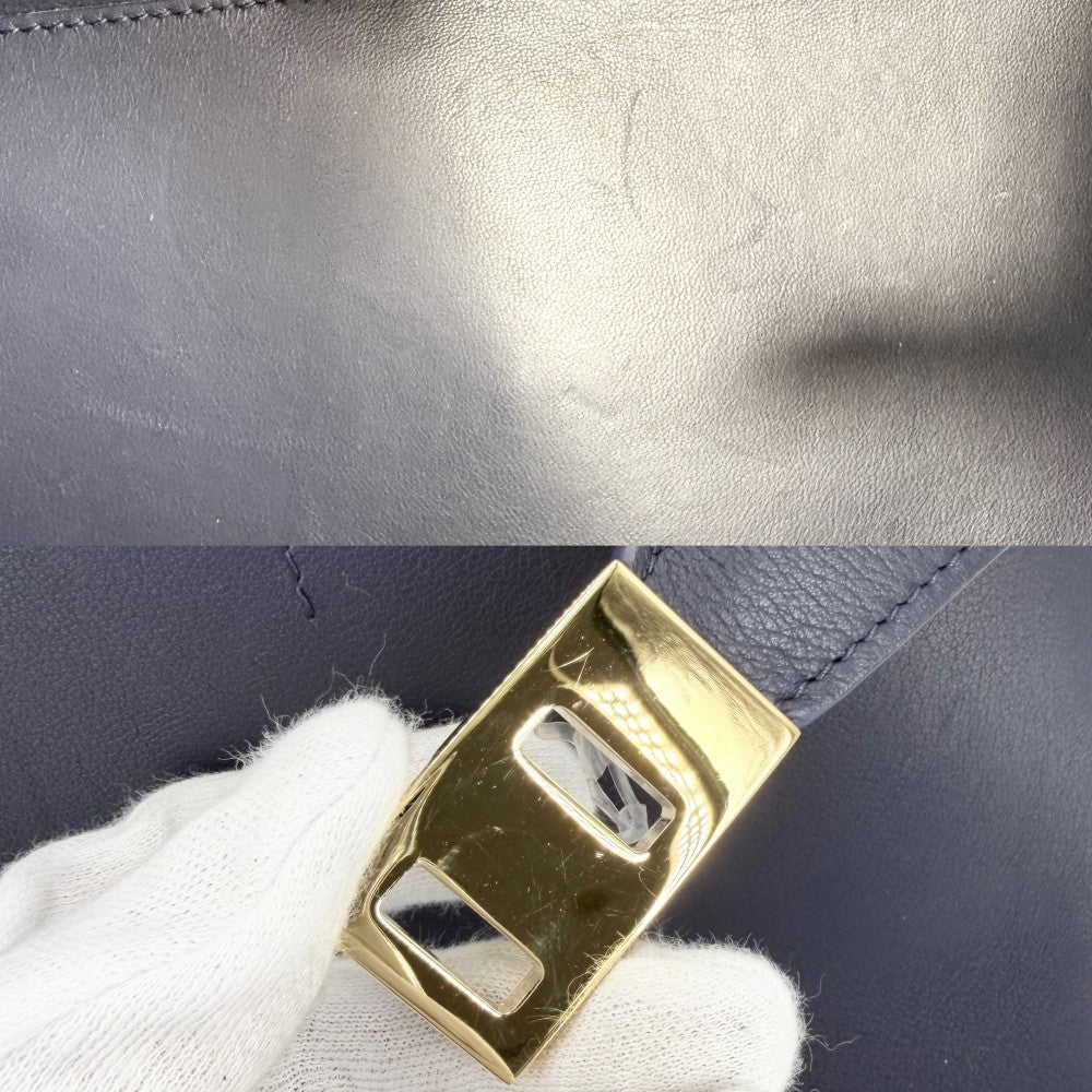 Salvatore Ferragamo サルヴァトーレフェラガモ 2WAY ハグ トートバッグ ショルダーバック レザー ネイビー 紺 ゴールド金具 レディース【中古品】