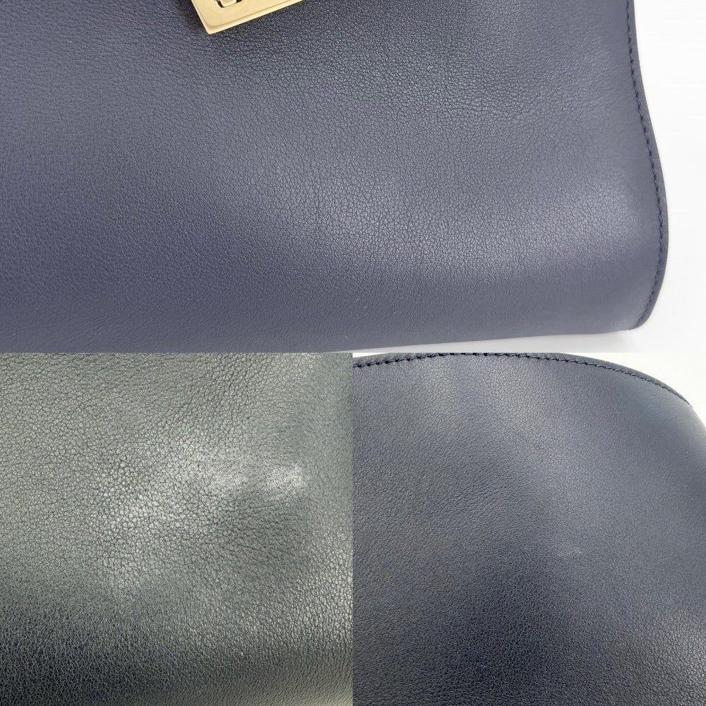 Salvatore Ferragamo サルヴァトーレフェラガモ 2WAY ハグ トートバッグ ショルダーバック レザー ネイビー 紺 ゴールド金具 レディース【中古品】